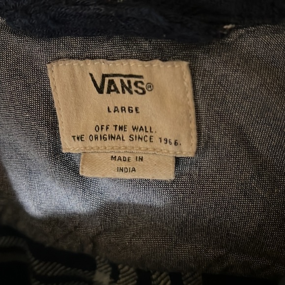 Vans Mens Flannel Shirt Color Blue/White Size Large - Picture 3 of 6